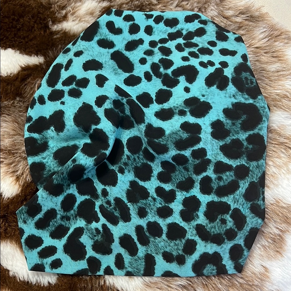 Blue and Black Leopard Turban Headband - Picture 3 of 4
